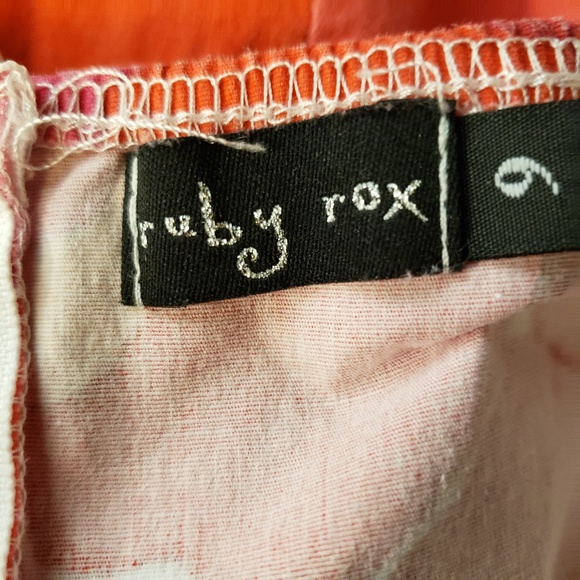 Ruby Rox Juniors size 9 red orange white sun dress - Picture 3 of 5
